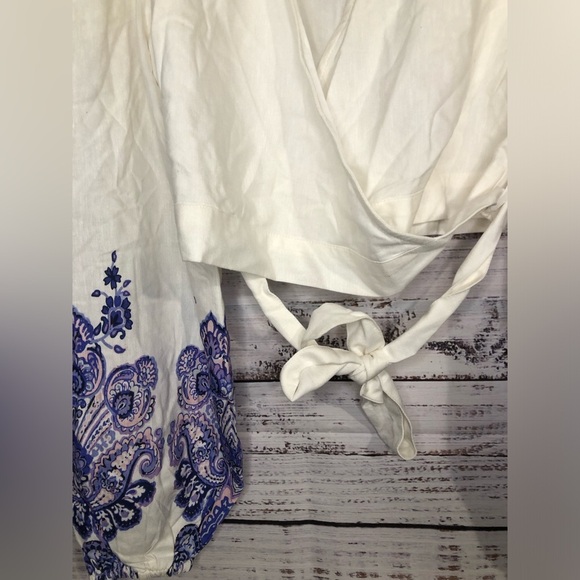 VENUS multicolored 3/4 sleeve wrap blouse with tie front - Picture 11 of 14